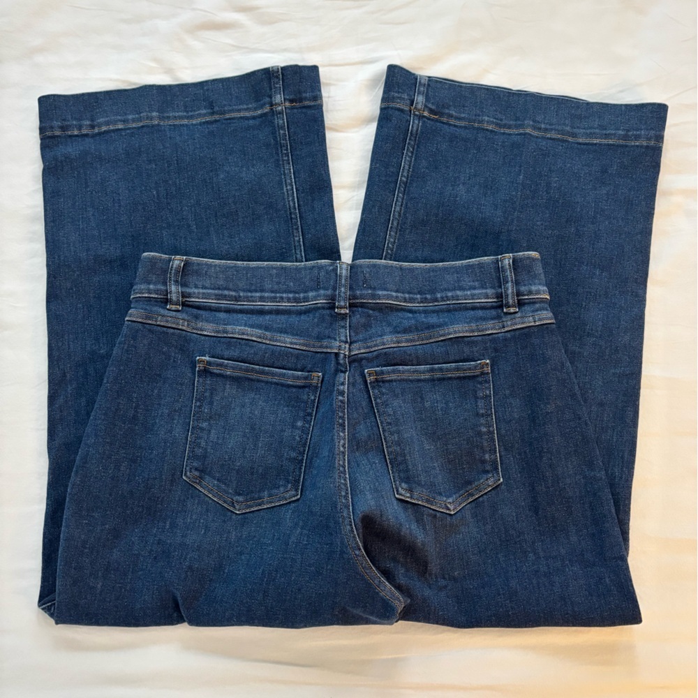 SPANX Dark Blue Flare & Wide Leg Cropped Jeans NWOT - Picture 5 of 10